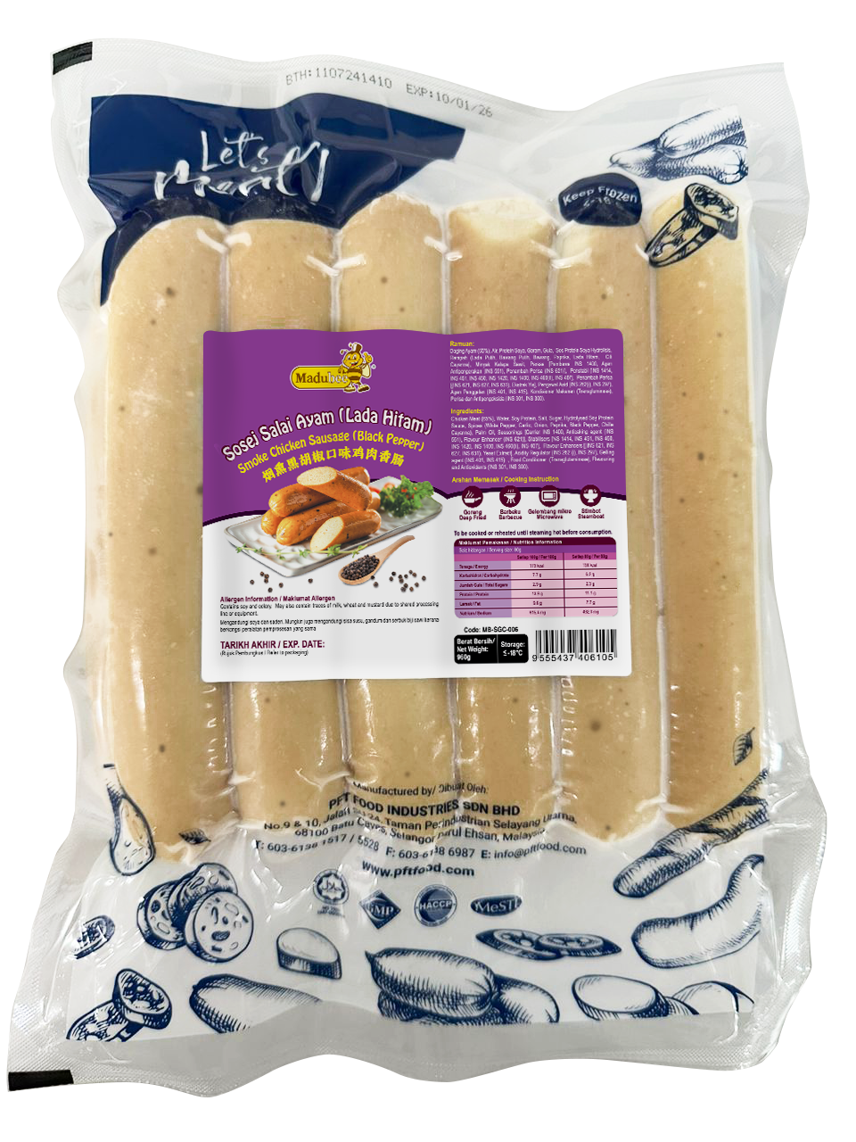 Smoke Chicken Sausage (Black Pepper)